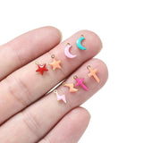 20pcs Moon Star Enamel Charms for Jewelry Making