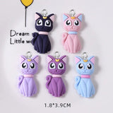 10pcs Moon Cat Resin Earring Charms for DIY Jewelry Making