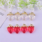 10pcs 3D Strawberry & Red Fruit Resin Charms Earring DIY Jewelry Accessories