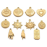 5pcs Stainless Steel Cross Sun and Moon Charm Pendants Jewelry Making Supplies