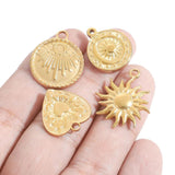 5pcs Stainless Steel Cross Sun and Moon Charm Pendants Jewelry Making Supplies