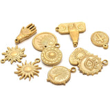 5pcs Stainless Steel Cross Sun and Moon Charm Pendants Jewelry Making Supplies