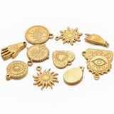 5pcs Stainless Steel Cross Sun and Moon Charm Pendants Jewelry Making Supplies