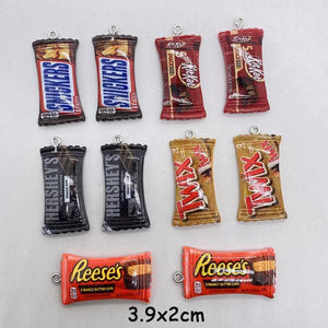 10pcs Chocolate Candy Resin Charms for DIY Earring Key