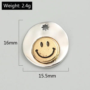 5pcs Cartoon Smile Face Charms Round Pendant DIY Jewelry Findings