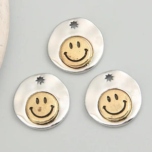 5pcs Cartoon Smile Face Charms Round Pendant DIY Jewelry Findings