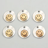 5pcs Cartoon Smile Face Charms Round Pendant DIY Jewelry Findings