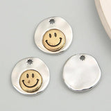 5pcs Cartoon Smile Face Charms Round Pendant DIY Jewelry Findings