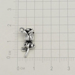 Silver Plated Rose Flower Charms DIY Keychain Jewel