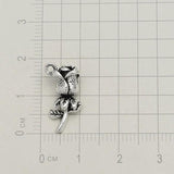 Silver Plated Rose Flower Charms DIY Keychain Jewel