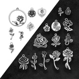 Silver Plated Rose Flower Charms DIY Keychain Jewel