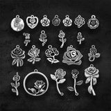Silver Plated Rose Flower Charms DIY Keychain Jewel