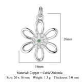 3pcs/Lot Copper Cubic Zircon Snowflake Rose Flower Charms