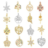 3pcs/Lot Copper Cubic Zircon Snowflake Rose Flower Charms