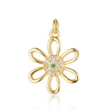 3pcs/Lot Copper Cubic Zircon Snowflake Rose Flower Charms
