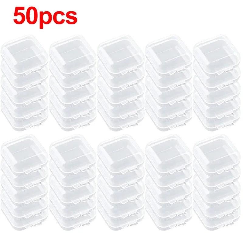 Mini Plastic Storage Box Square Portable Pill Container Earrings Display Case