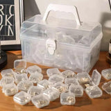 Mini Plastic Storage Box Square Portable Pill Container Earrings Display Case