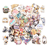 10Pcs Mix Alloy Metal Drop Printing Cat Charm Pendant For DIY Jewelry Making