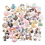 10Pcs Mix Alloy Metal Drop Printing Cat Charm Pendant For DIY Jewelry Making