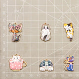 10Pcs Mix Alloy Metal Drop Printing Cat Charm Pendant For DIY Jewelry Making