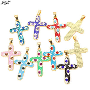 5pcs Cross Talisman Charms Natural Stone Evil Eye Pendants DIY Jewelry Findings