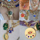5pcs Cross Talisman Charms Natural Stone Evil Eye Pendants DIY Jewelry Findings