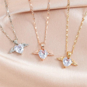 Sweet Love Wings Necklace Pendant Girls Clavicle Chain Accessories