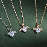 Sweet Love Wings Necklace Pendant Girls Clavicle Chain Accessories