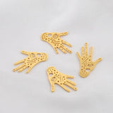 4Pcs Brass 18K Plated Tarot Style Charms Moon Eye Hamsa Hand Lucky Charm Pendant