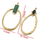 2pcs Oval Stone Pendants for Earrings Necklace Charms