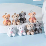 8pcs Flocking Bears Charms Pendant Colorful Khaki Animal Charms DIY Jewelry