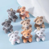 8pcs Flocking Bears Charms Pendant Colorful Khaki Animal Charms DIY Jewelry