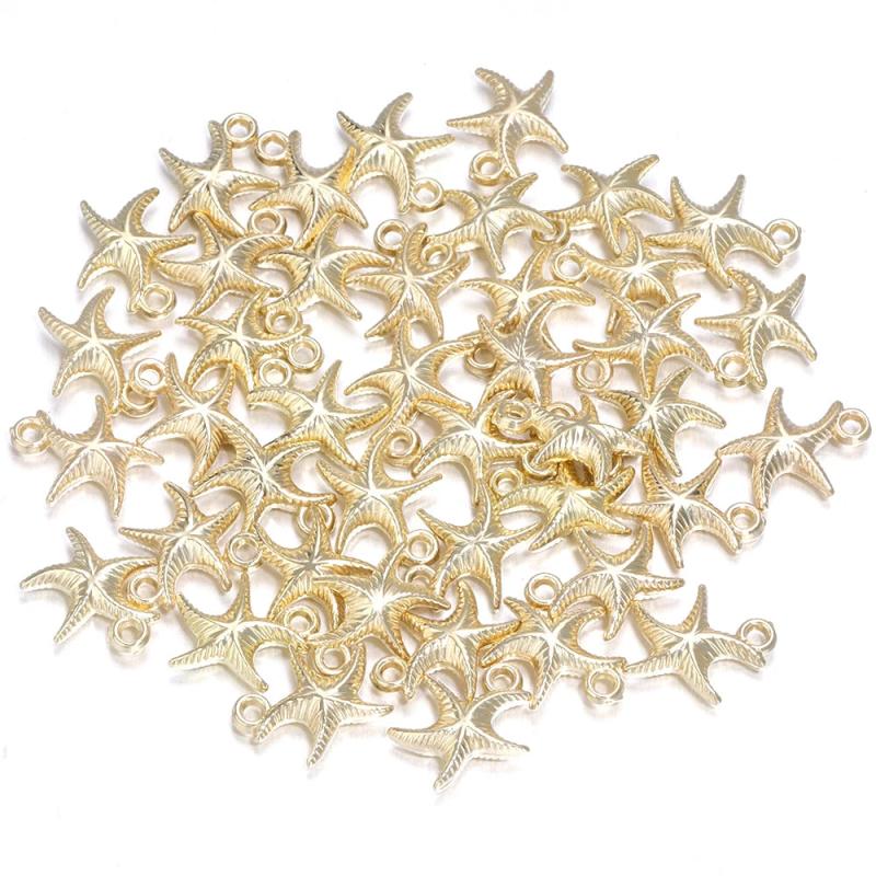 50Pcs/Lot CCB Starfish Shape Pendants Charms for DIY Jewelry Making