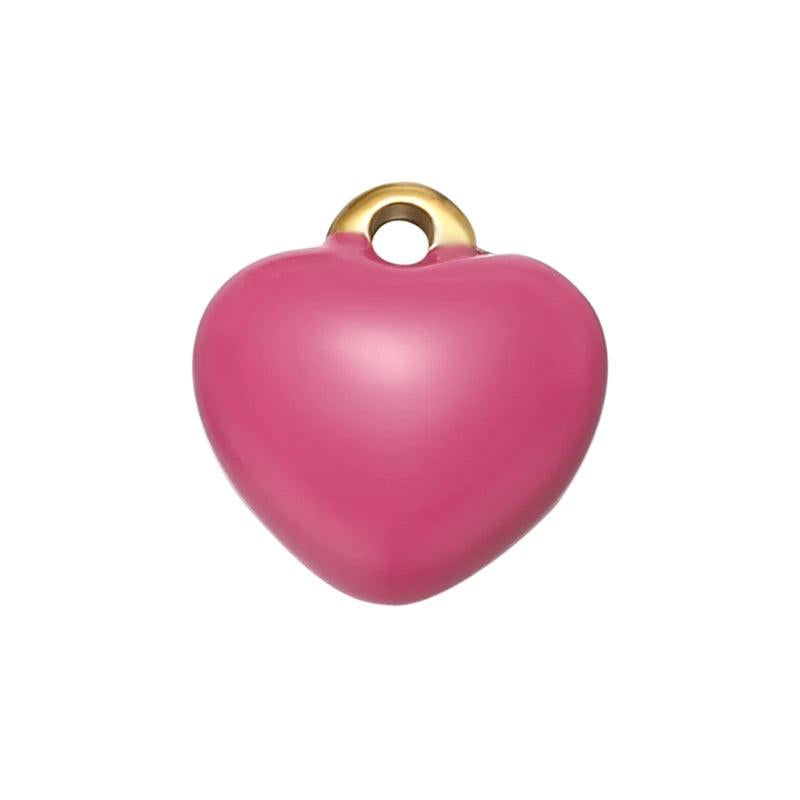 5pcs Enamel Heart Pendants Stainless Steel Necklaces Earrings Charms