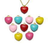 5pcs Enamel Heart Pendants Stainless Steel Necklaces Earrings Charms