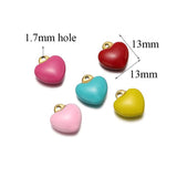 5pcs Enamel Heart Pendants Stainless Steel Necklaces Earrings Charms