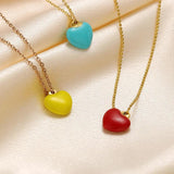 5pcs Enamel Heart Pendants Stainless Steel Necklaces Earrings Charms