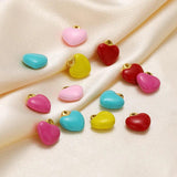 5pcs Enamel Heart Pendants Stainless Steel Necklaces Earrings Charms