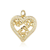 3pcs/Lot Family Heart CZ Stone Charms Love Lock Key Pendant