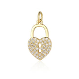 3pcs/Lot Family Heart CZ Stone Charms Love Lock Key Pendant