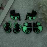 6pcs Glow In Dark Cat Charms for DIY Jewelry Making