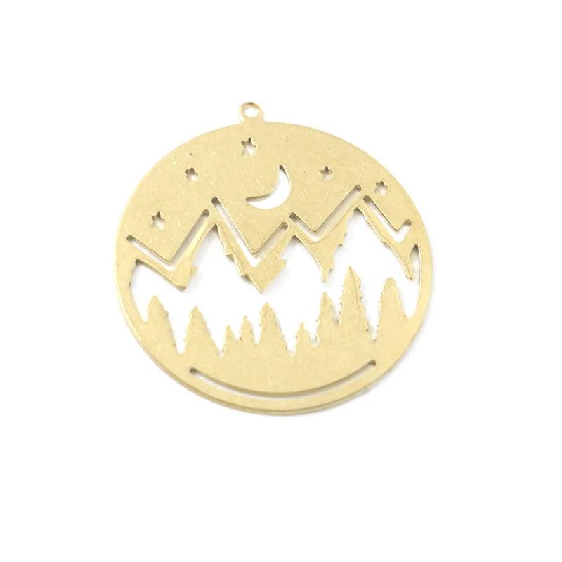 Brass Cut Single Pendant Hollow Circle Necklace DIY Accessories 10 Pieces