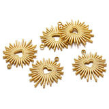5Pcs Stainless Steel Sun Heart Charm Pendants for DIY Jewelry Making