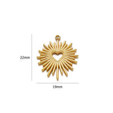 5Pcs Stainless Steel Sun Heart Charm Pendants for DIY Jewelry Making