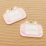 10pcs Computer Cat Charm Enamel Necklace Pendant Diy Supplies