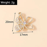 10Pcs Silver Crystal Butterfly Charm Pendant for Earring Necklace