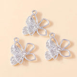 10Pcs Silver Crystal Butterfly Charm Pendant for Earring Necklace
