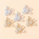 10Pcs Silver Crystal Butterfly Charm Pendant for Earring Necklace