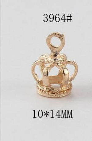 20pcs Copper 3D Princess Crown Charms Pendant for DIY Jewelry Making