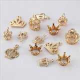 20pcs Copper 3D Princess Crown Charms Pendant for DIY Jewelry Making